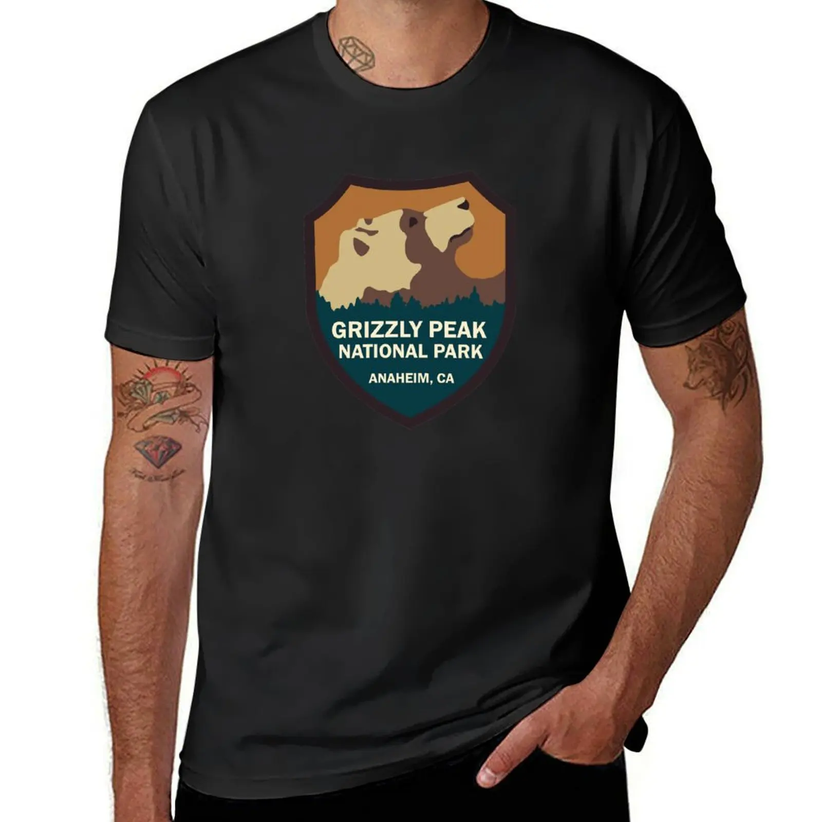 

Grizzly Peak National Park Sign T-Shirt blacks new edition heavy weight t shirts for men