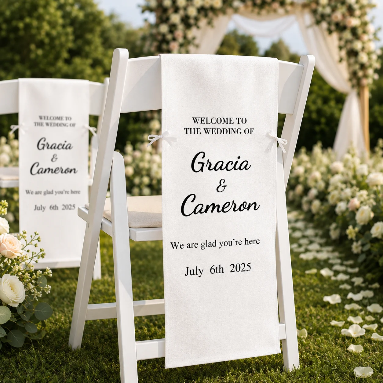 Customized Text Imitation Hemp Reserved Seat Decoration Personalized Gift for Wedding Occasions