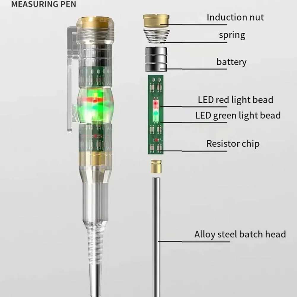 1pc LED Electric Detector Pen Intelligent Induction Power Voltage Detector Pen Circuit Tester Voltmeter Electrical Screwdriver