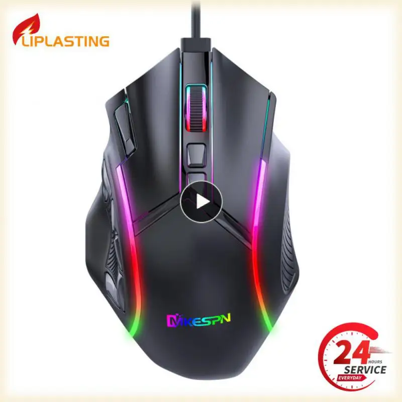 Gaming Mouse Wired 12800DPI 6 Level Macro Programmable Ergonomics 12Keys RGB Light 1000Hz Non Slip for PC Laptop FPS