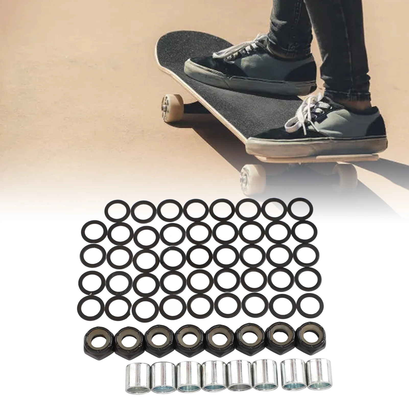 Kit de accesorios para monopatín y camión, espaciadores de hierro, Tuercas de eje y anillos de velocidad para monopatín y Longboard, ZK30 56 piezas