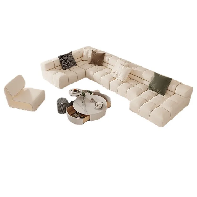 

Cream style, fabric, sofa, living room, large apartment, simple, modern, villa