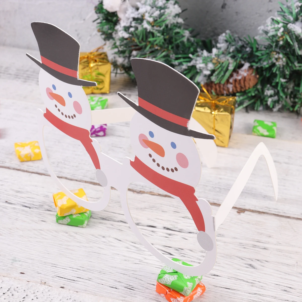 

8 Pcs Paper Glasses Christmas Hat Eyeglass Party Supplies Festival Photo Props Eyeglasses Xmas