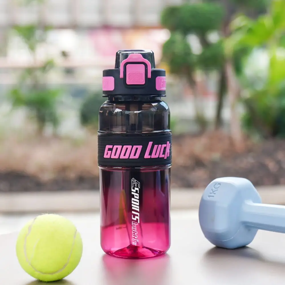 Portable Gradient Sports Water Bottle With Handle Durable Plastic Drinking Cup For Outdoor Fitness Hiking Yoga Running