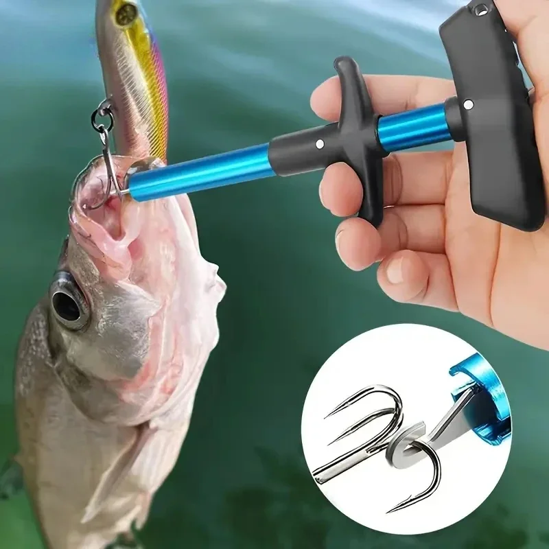 1pc Portable Aluminum T-Hook Taker Hook Taker Hook Remover Fish Hook Separator Fishing Tackle Fishing Equipment