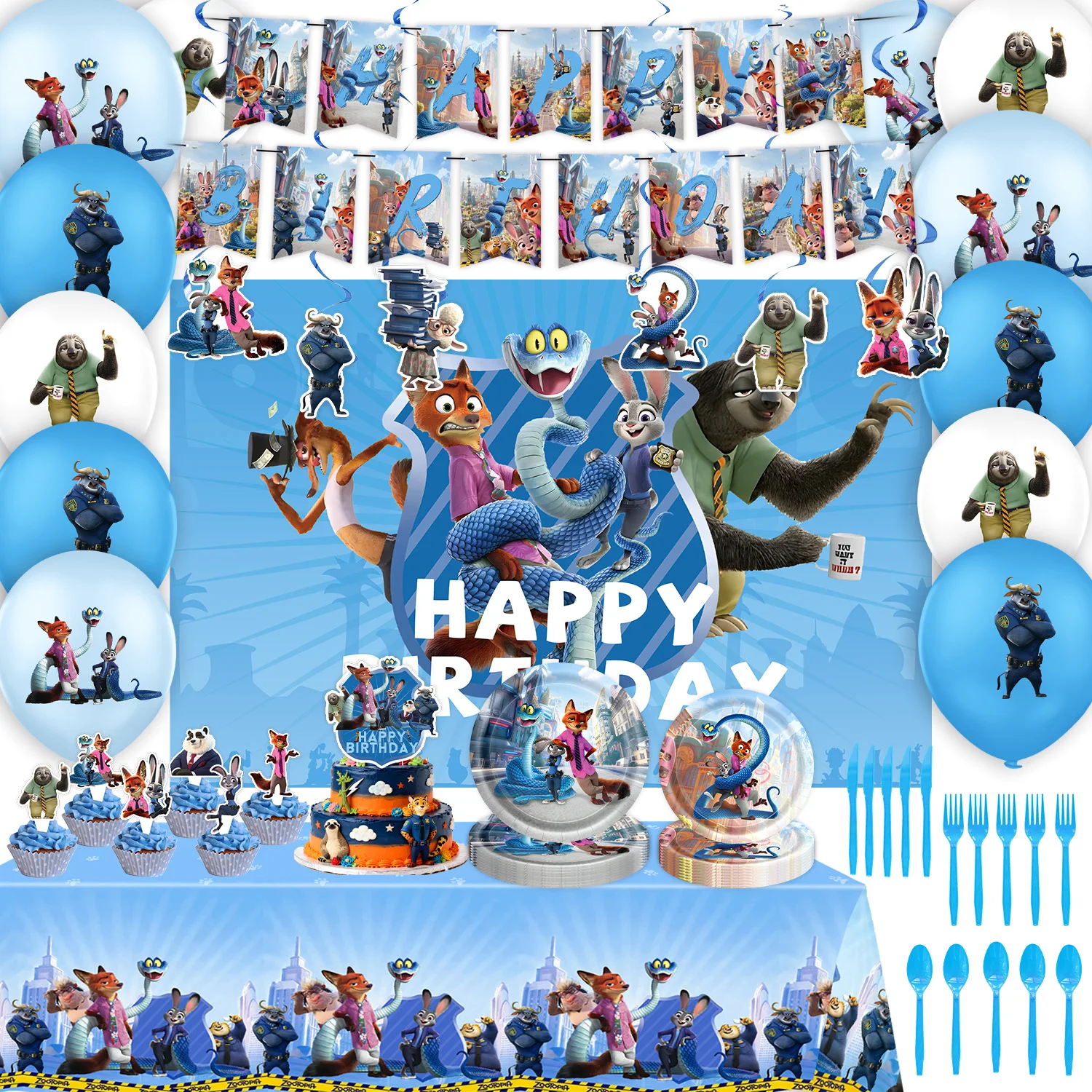 

Zootopia Birthday Party Decor Judy the Rabbit and Nick Fox Birthday Party Zootopia 2 Animal Utopia 2 For Kids Party Supplies