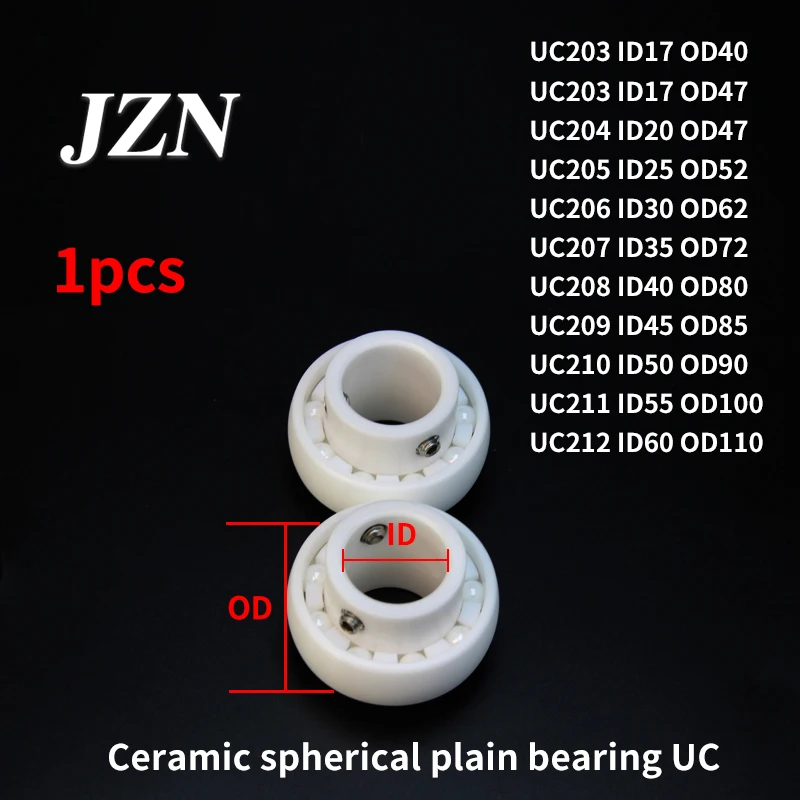 Rolamento esférico cerâmico UC204 UC205 UC206 UC207 UC208 UC209 UC211 UC212 UC210 UC203 UC205 UC206 UC207