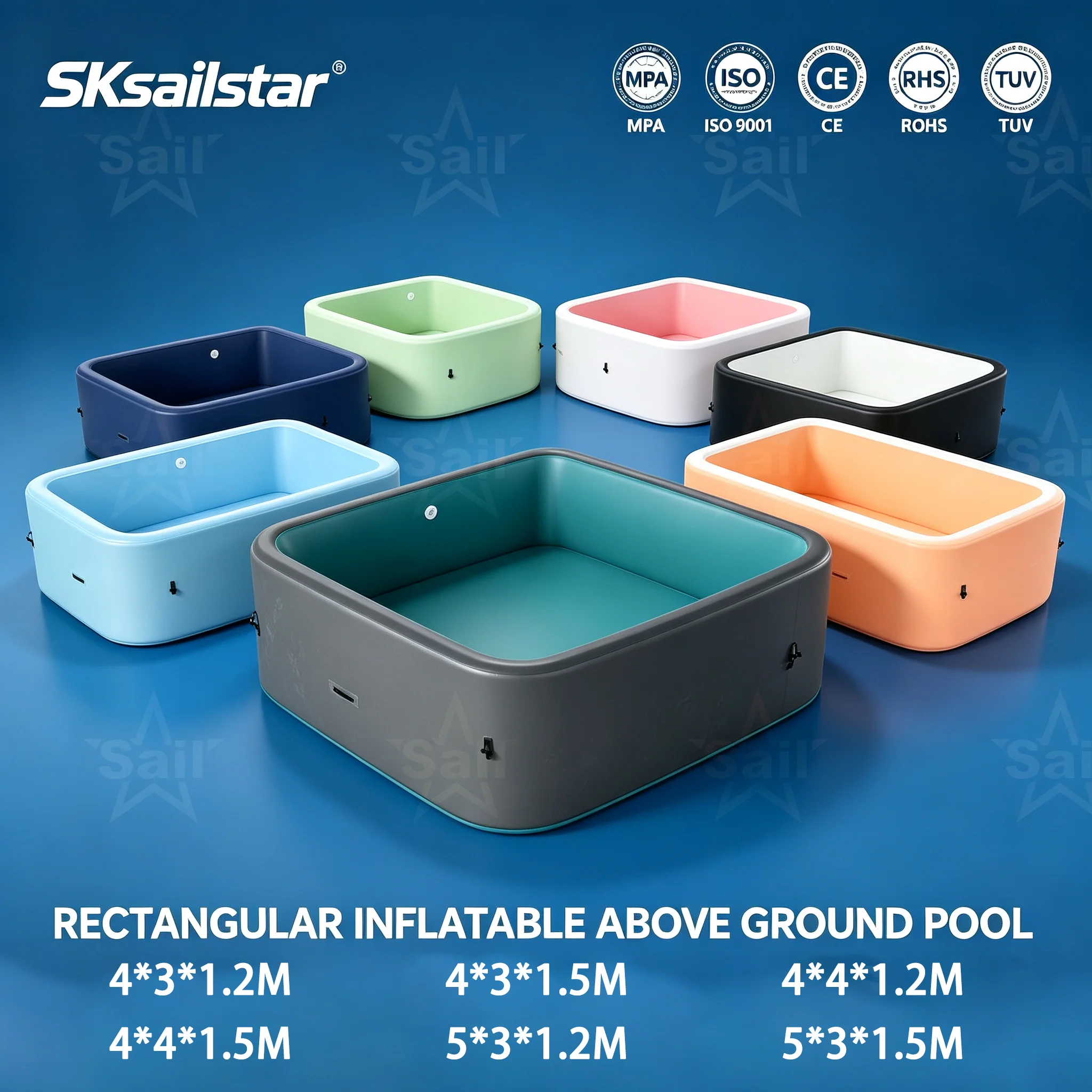 Drop Stitch Factory Inflatable Swimming Pool Rectangle Large Portable Home Big Inflatable Pool for Adults Kids Family Water Fun view 3
