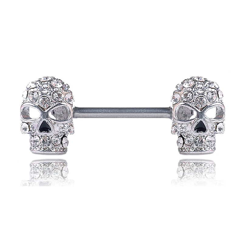 1 ST Sexy Kristallen Schedel Tepelringen Bar Barbell Industriële Kraakbeen Piercing