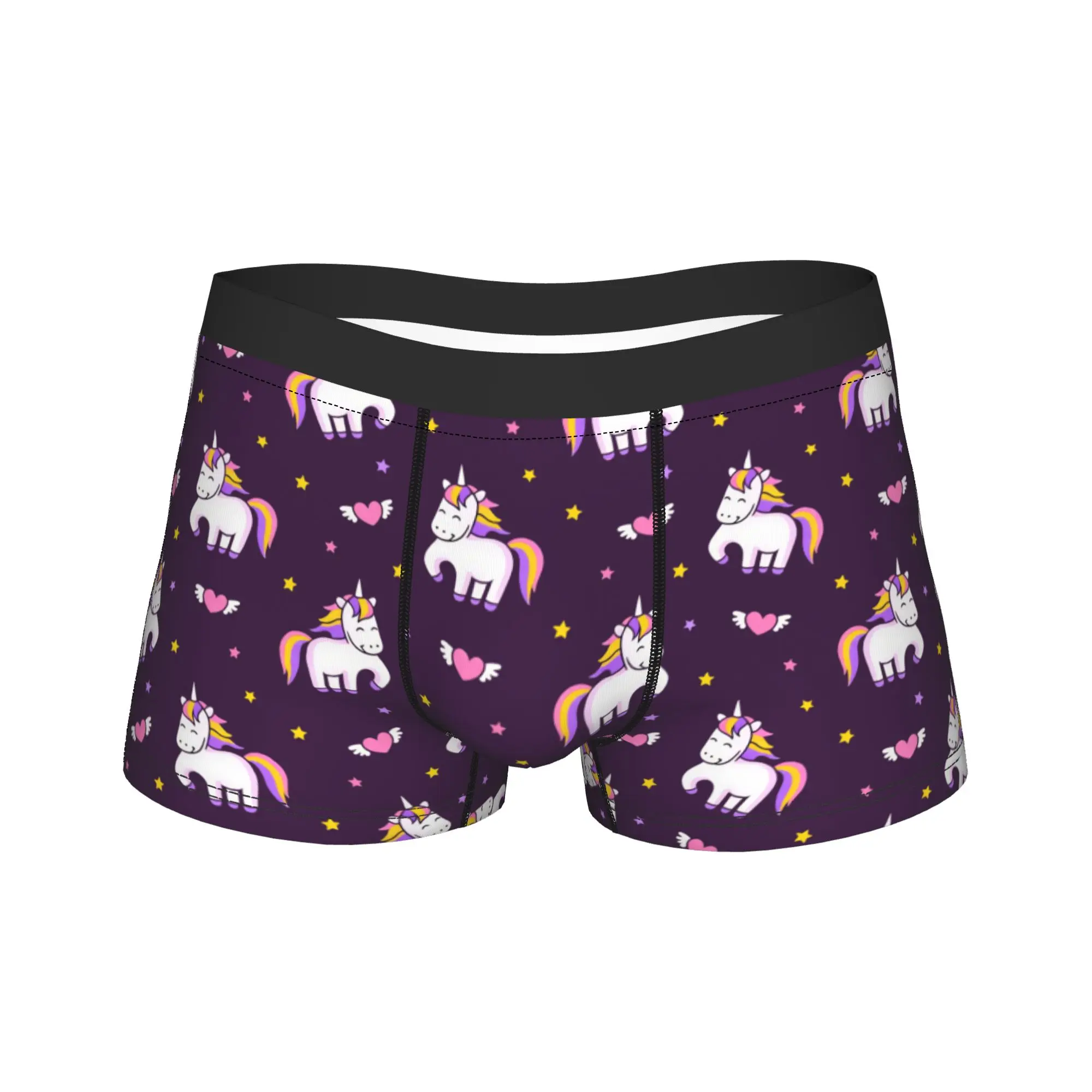 Magic unicorns and flying hearts on a dark night  Underwear  Design Boxershorts High Quality Panties Breathable Shorts Briefs
