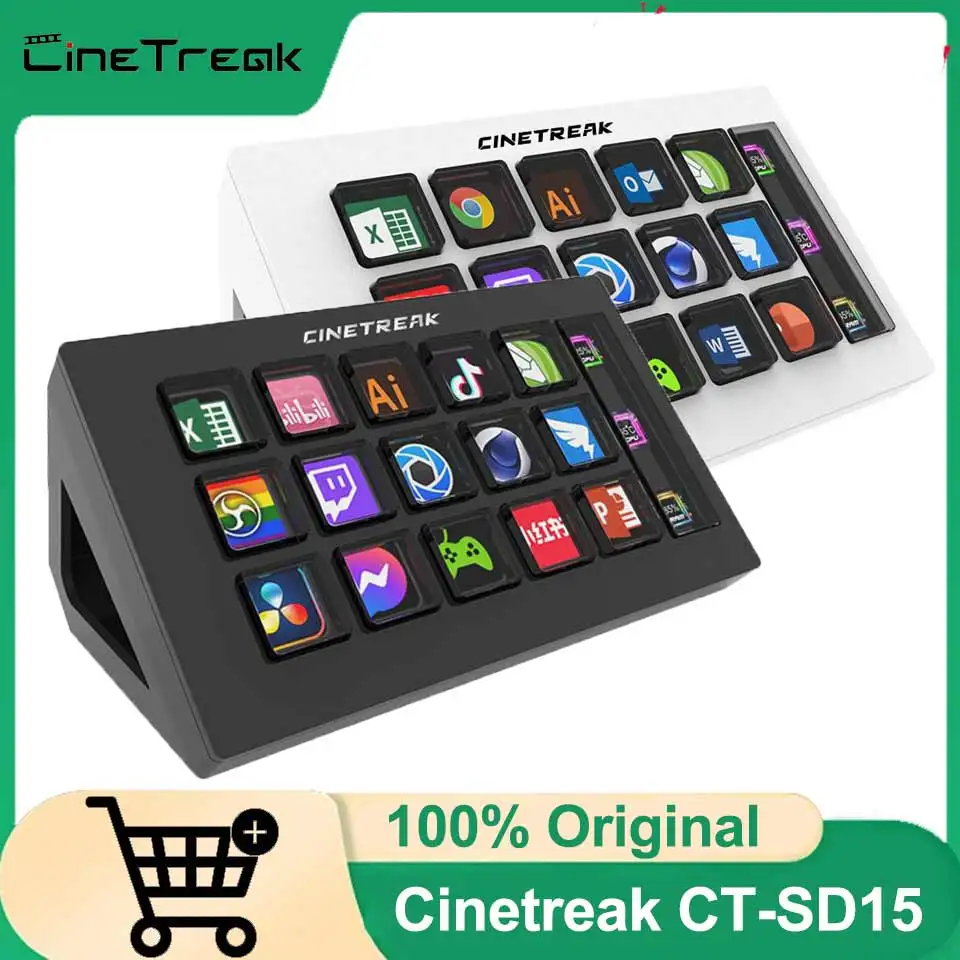 Cinetreak CT-SD15 Versatile Live Streaming Control Console for Creators,15 Customizable LCD Smart Keys with Dynamic Icon Display