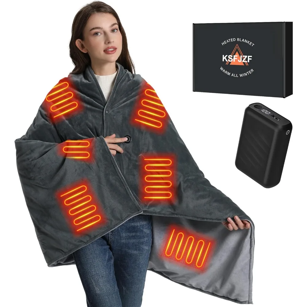 

20000mAh Cordless Heated Blanket, Fast Heating with 3 Settings for Camping Travel Gift