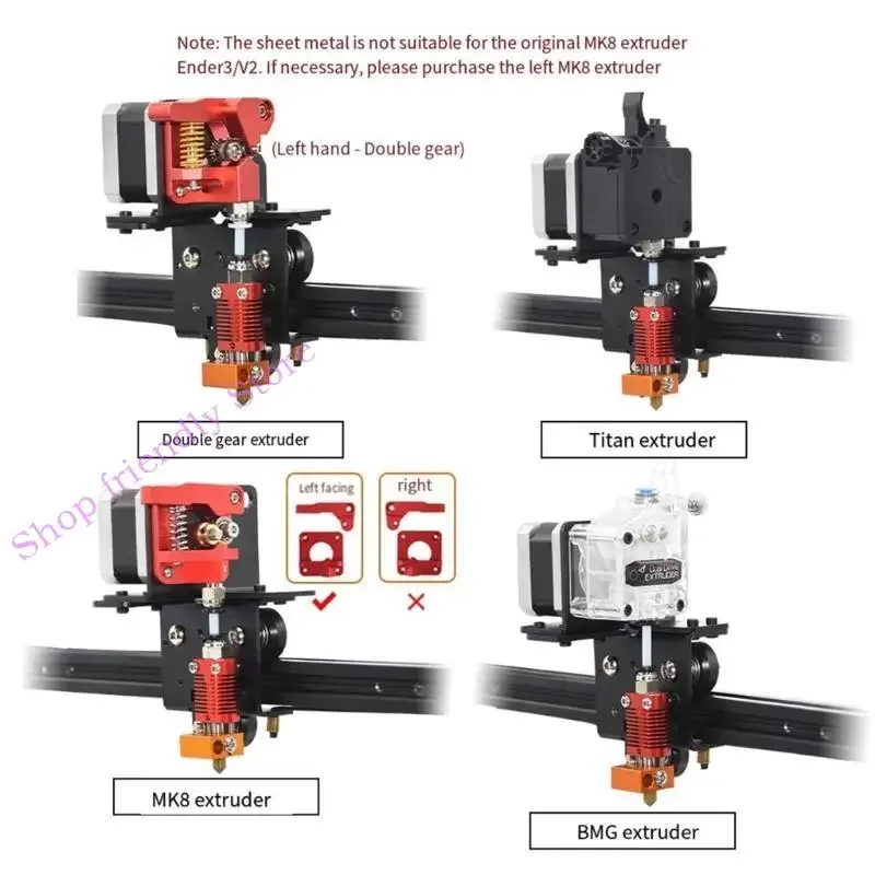 

594A Adjustable All Metal Extruder Back Plate Bracket High Strength with Pulley For Ender 3 Printer Direct Drive Part