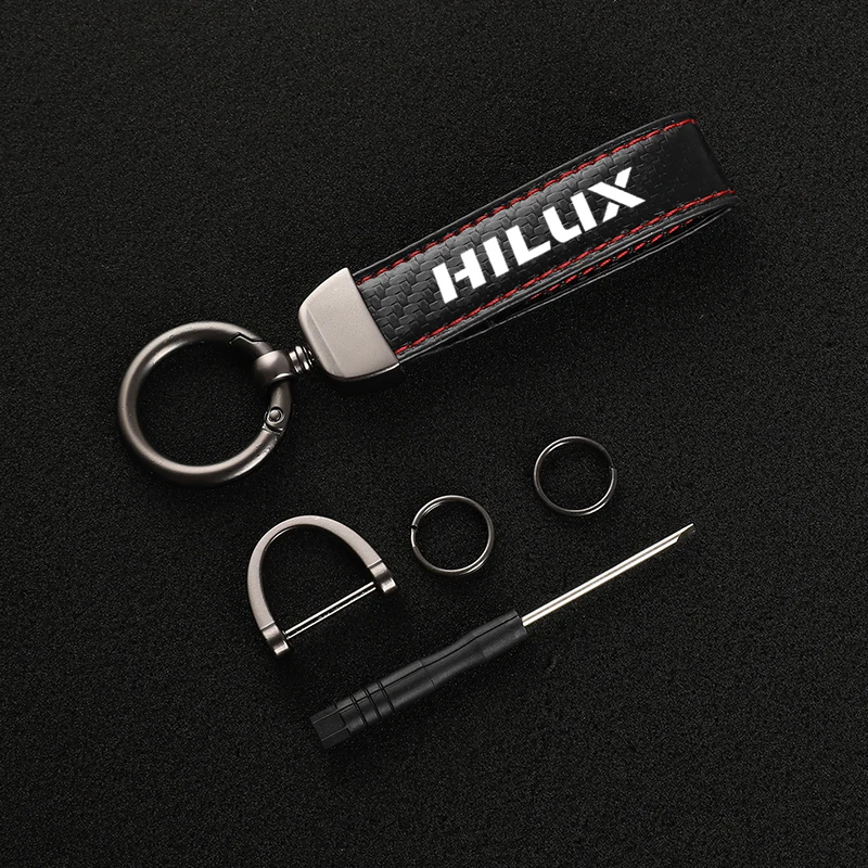 Leather car keychain Horseshoe Buckle Jewelry for Toyota Hilux Surf Vigo Revo 2017 2018 with logo  car Accessories