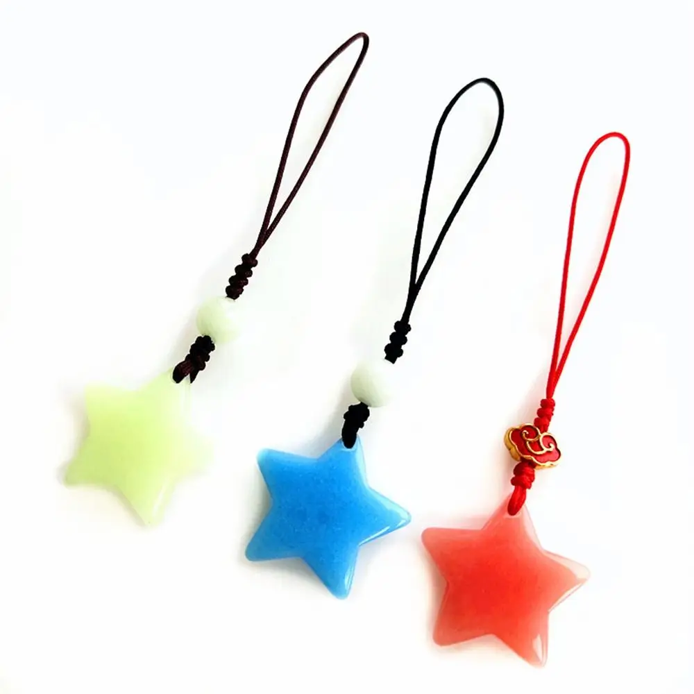 Glow in Dark Luminous Star Keychain Strap Lanyard Phone Charm Star Pendant Hanging Rope Keyring Phone Chain Handbag Pendant