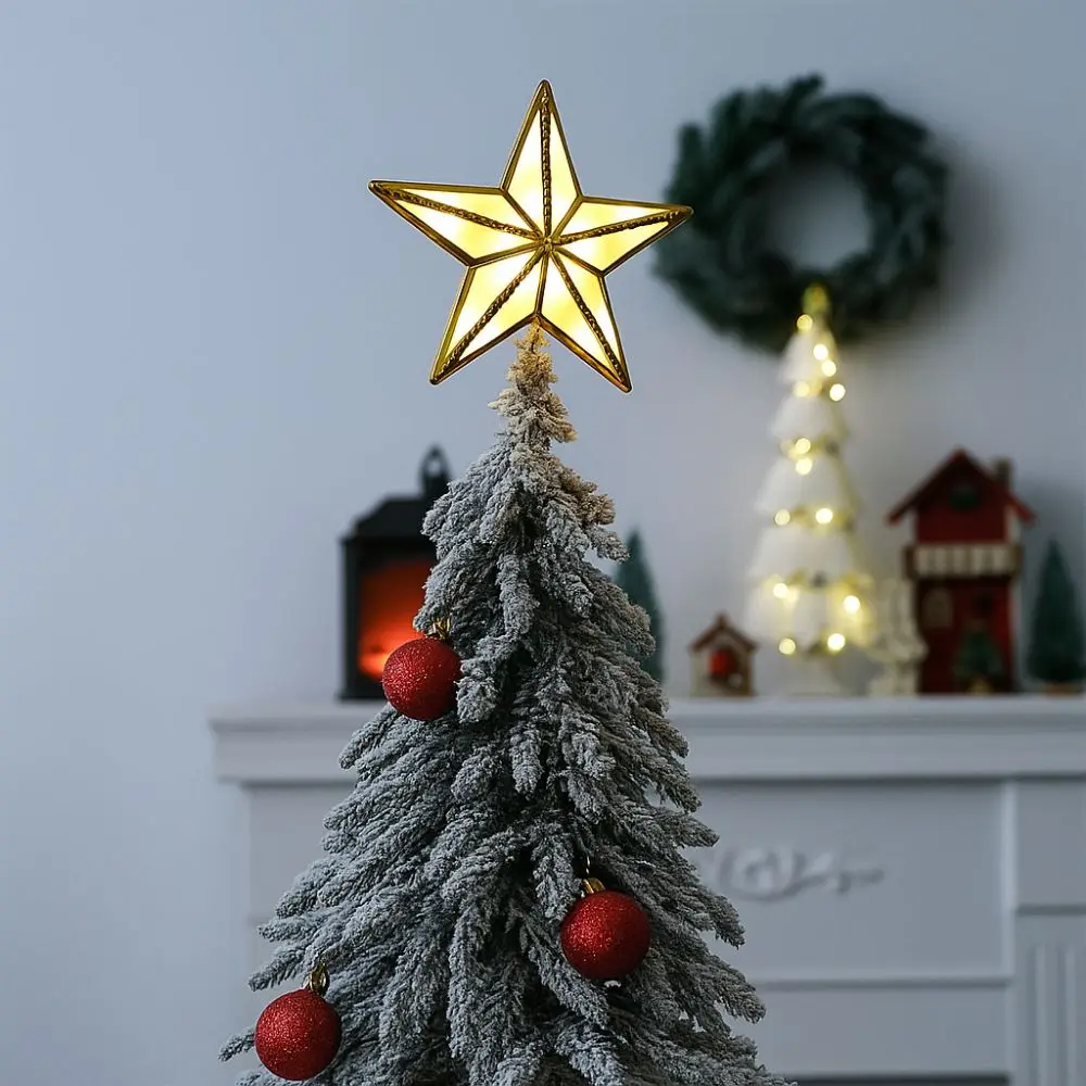

Plastic Christmas Tree Top Star Lovely Glowing Christmas Decorative Star Light Lightweight Christmas Tree Ornament Xmas Party