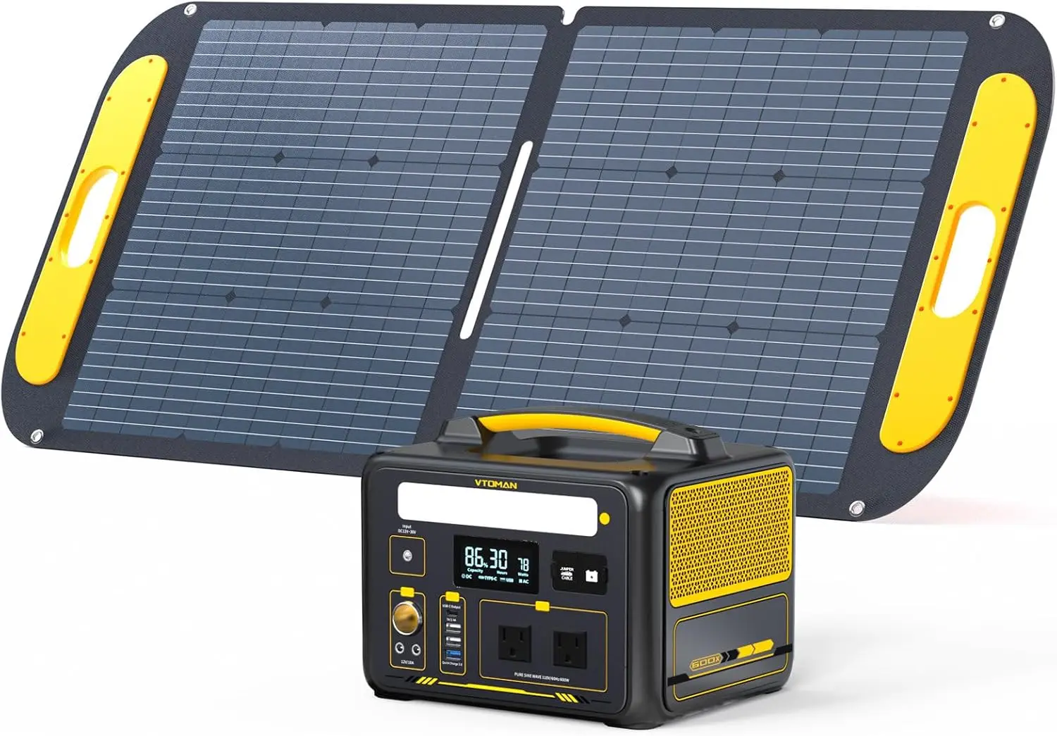 

VTOMAN Jump 600X 600W Portable Power Station with 110W Panel, 299Wh Battery Powered Station for Camping, Road Trip, Fishing, Hom