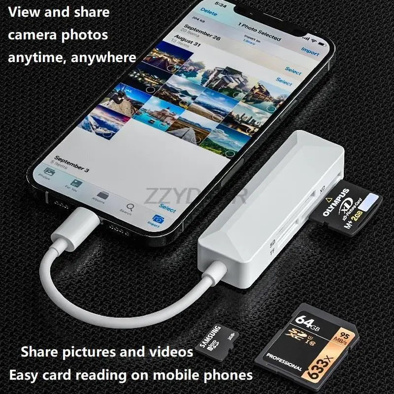 3 in 1 Type C XD Card Reader or Lightning to Micro SD Card Reader for iphone XD Picture Card Reader Adapter for SD TF XD