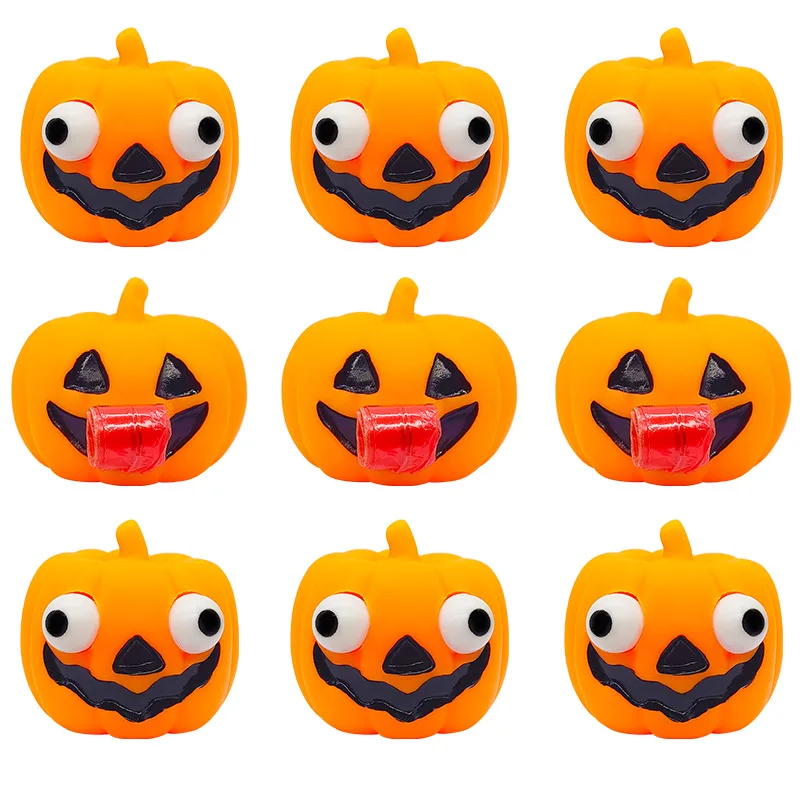 Juguetes Divertidos de calabaza para niños, 2 piezas, para Halloween, para apretar y descompresión