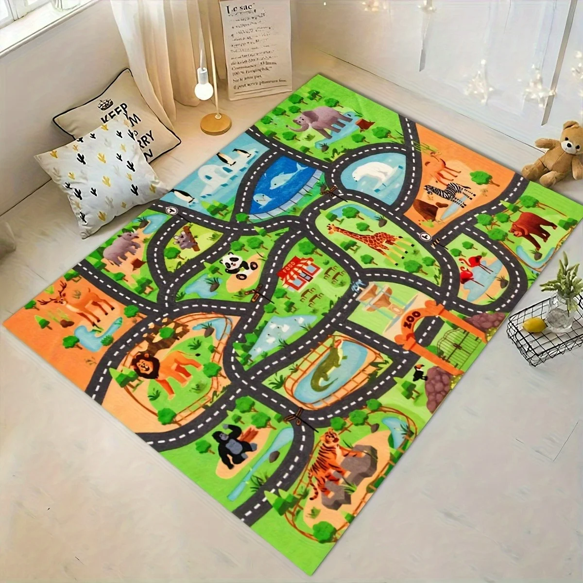 Zoo Animal Road Map Print Non- - Kids Outdoor Zoo 评论和价格