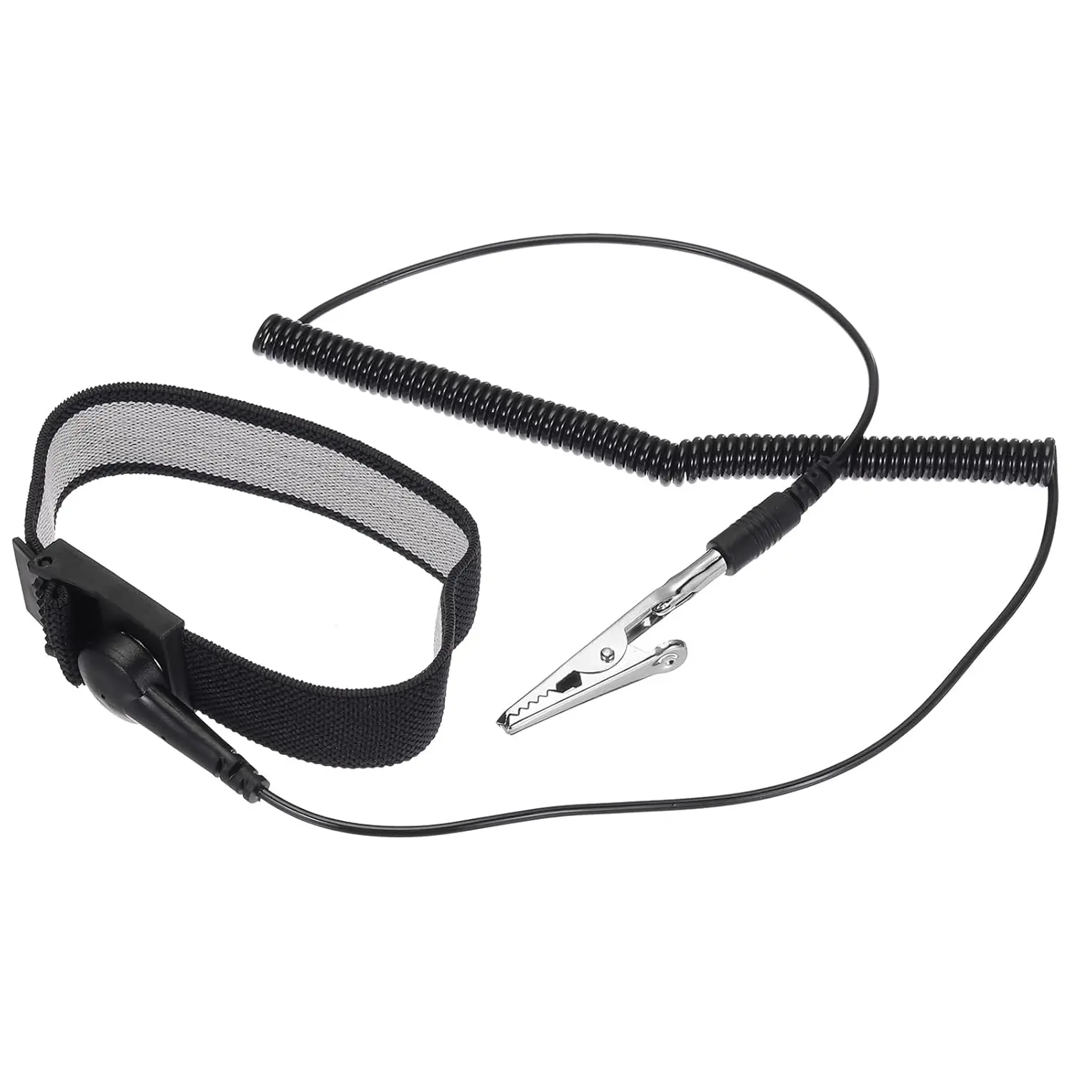 Anti Static Wrist Strap Adjustable Grounding Bracelet with Long Coiled Cord Alligator Clip ESD Professional Antistatic Wristband