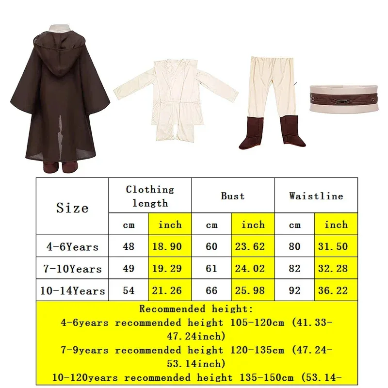Kids Halloween Costumes Jedi Warrior Cosplay Hooded Cloak Clothing Full Suit  Masquerade Party Cosplay Costume
