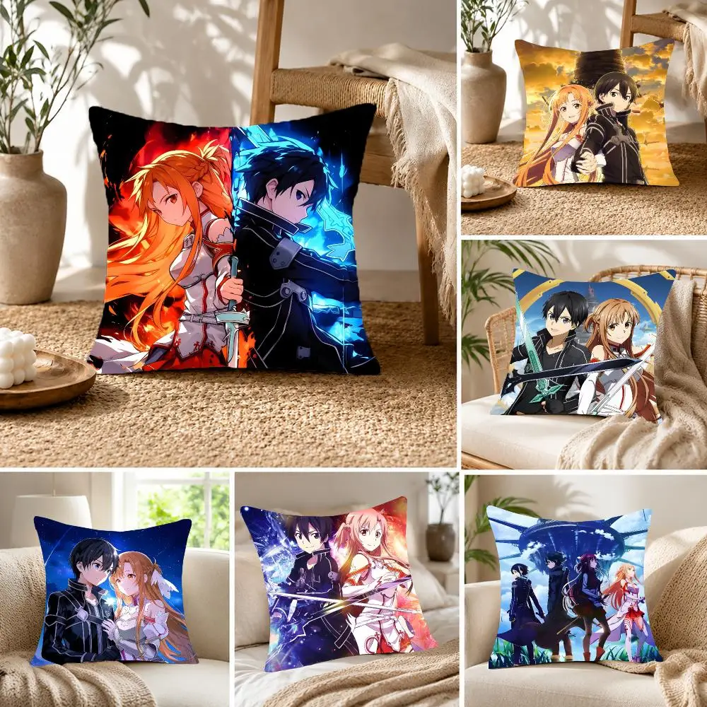 Epic Fantasy-Anime S-Sword Art Online Progressive Cushion Cover Fluffy velvet Nordic style plush Living room sofa decorative