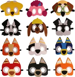 Juego de máscaras de fieltro Bluey, adecuado para decoraciones de fiesta temática de cumpleaños para niños, juegos de rol, regalos de cumpleaños, 12 piezas