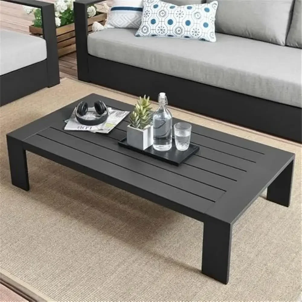 Aluminum Patio Coffee Table Powder-Coated Weather-Resistant Non-Marking Foot Glides 26.5