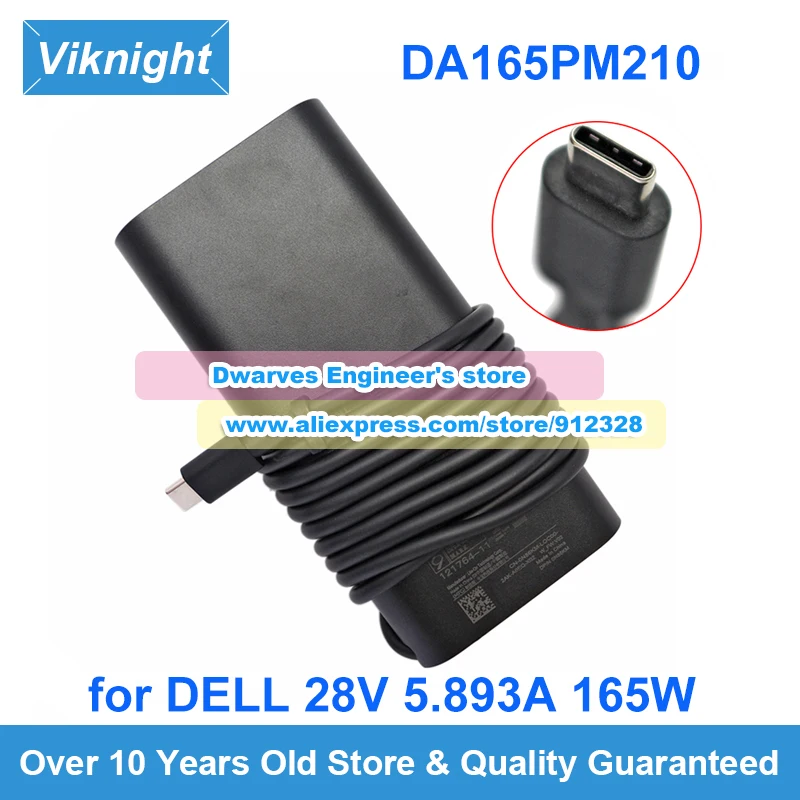 Imagem -01 - Adaptador ac Genuíno Carregador Portátil Da165pm210 28v 5.893a Dell 165 Usb-c Usb-c Fonte de Alimentação adaptador ac genuino carregador portatil da165pm210 28v 5893a dell 165 usb c usb c fonte de alimentacao 01