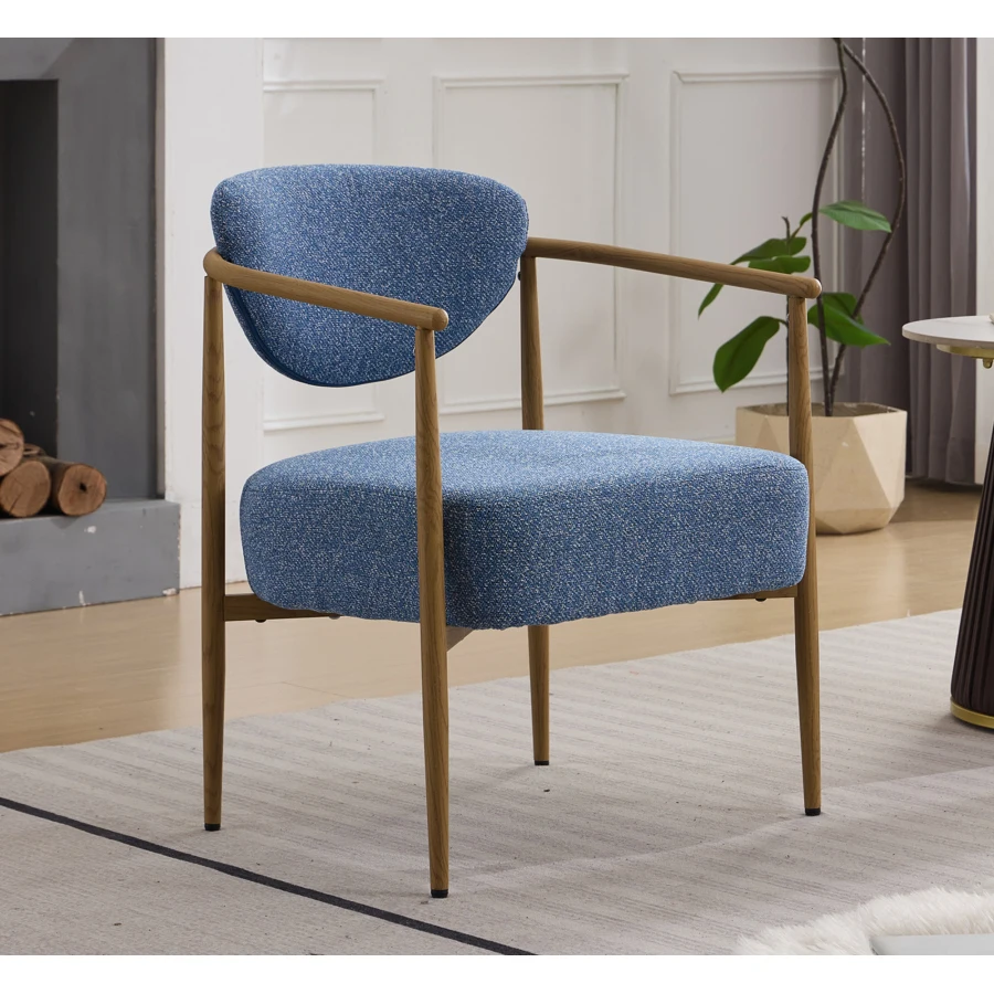 

Blue fabric cover dining room chair living room chair bedroom chair woven fabric with foam back and seat soft comfortable seati