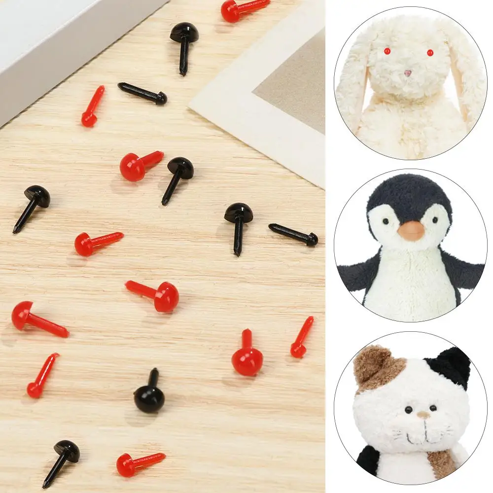 100pcs 3mm/4mm/5mm/6mm Plastic Mini Black/Red Safety Round Nose for Doll for Teddy Dog Stuffed DIY Doll Eyes Accessories