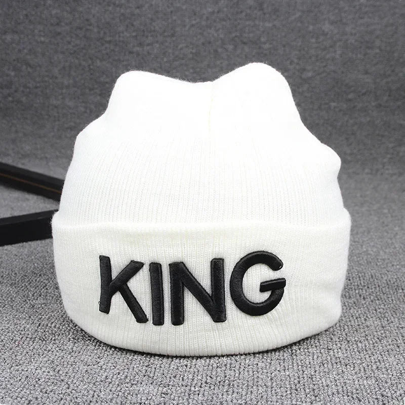 Men and Women Hip Hop Winter Beanies Fashion Knitted Caps Letters King Queen Embroidered Caps Couple Lovers Hat bones masculinos