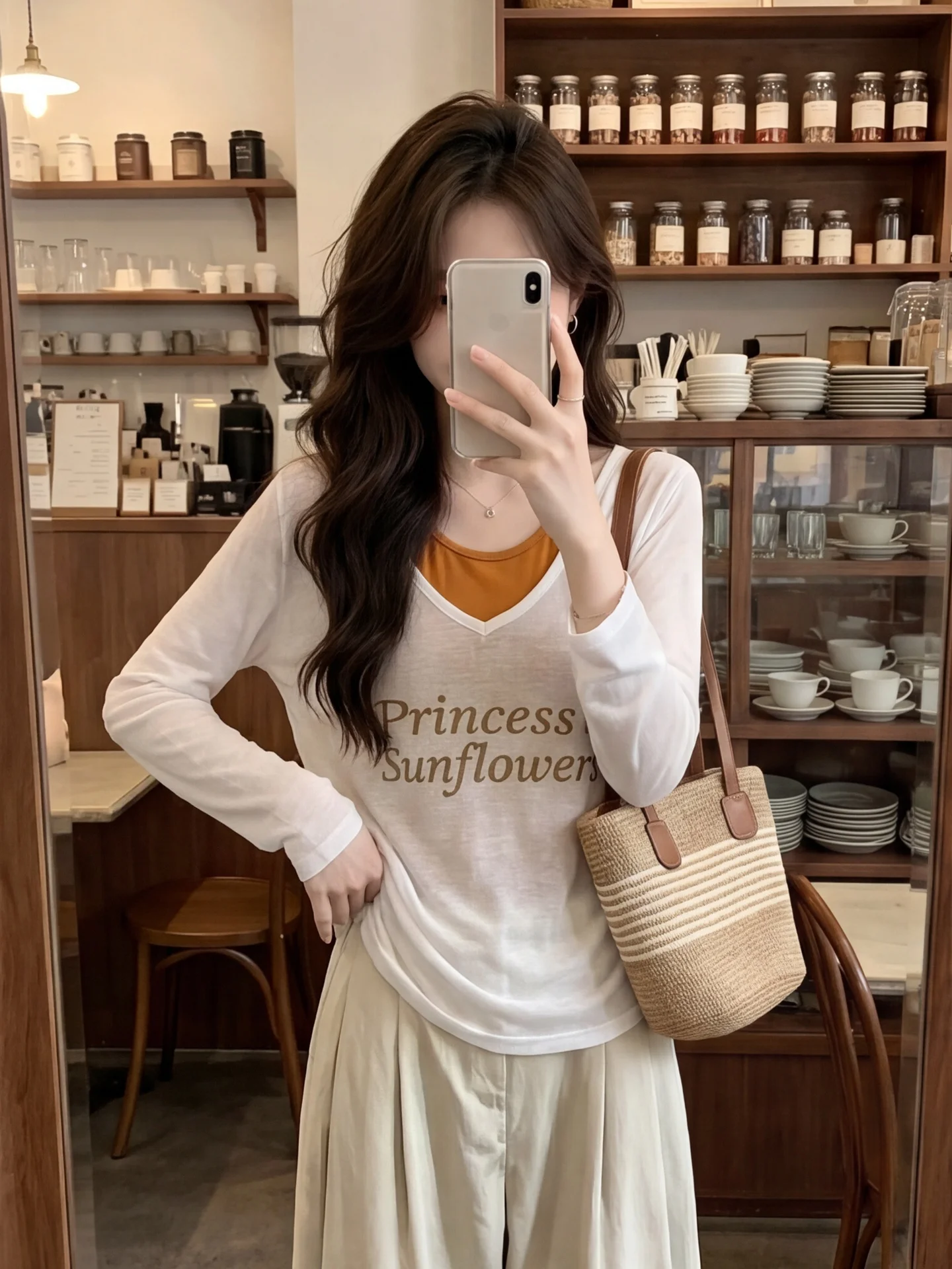 

White Letter Print Long Sleeve UV Protection T-Shirt Women Summer Sexy Slim Fit Top with Halter Neck Strap Two Piece Set