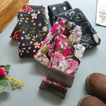 Autumn Winter Print Flowers Thick Warm Kids Toddler Baby Girls Leggings Children's Pants