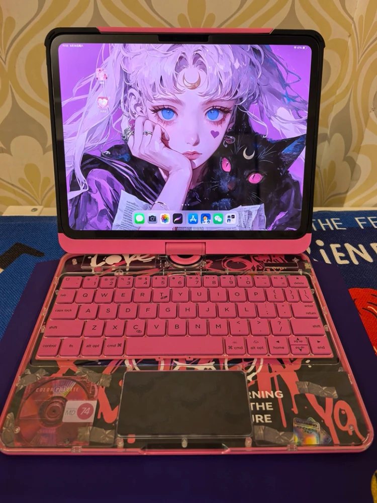 Magic Keyboard Case For Ipad & Pro & AiR Transparent Bluetooth Shock-proof  360° Rotating Transparent Illumination Keyboard
