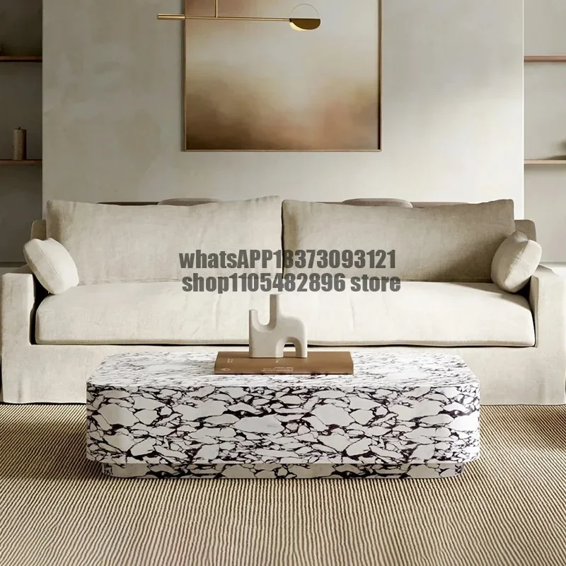 Italian natural marble coffee table Modern simple home living room Luxury rectangular tea table