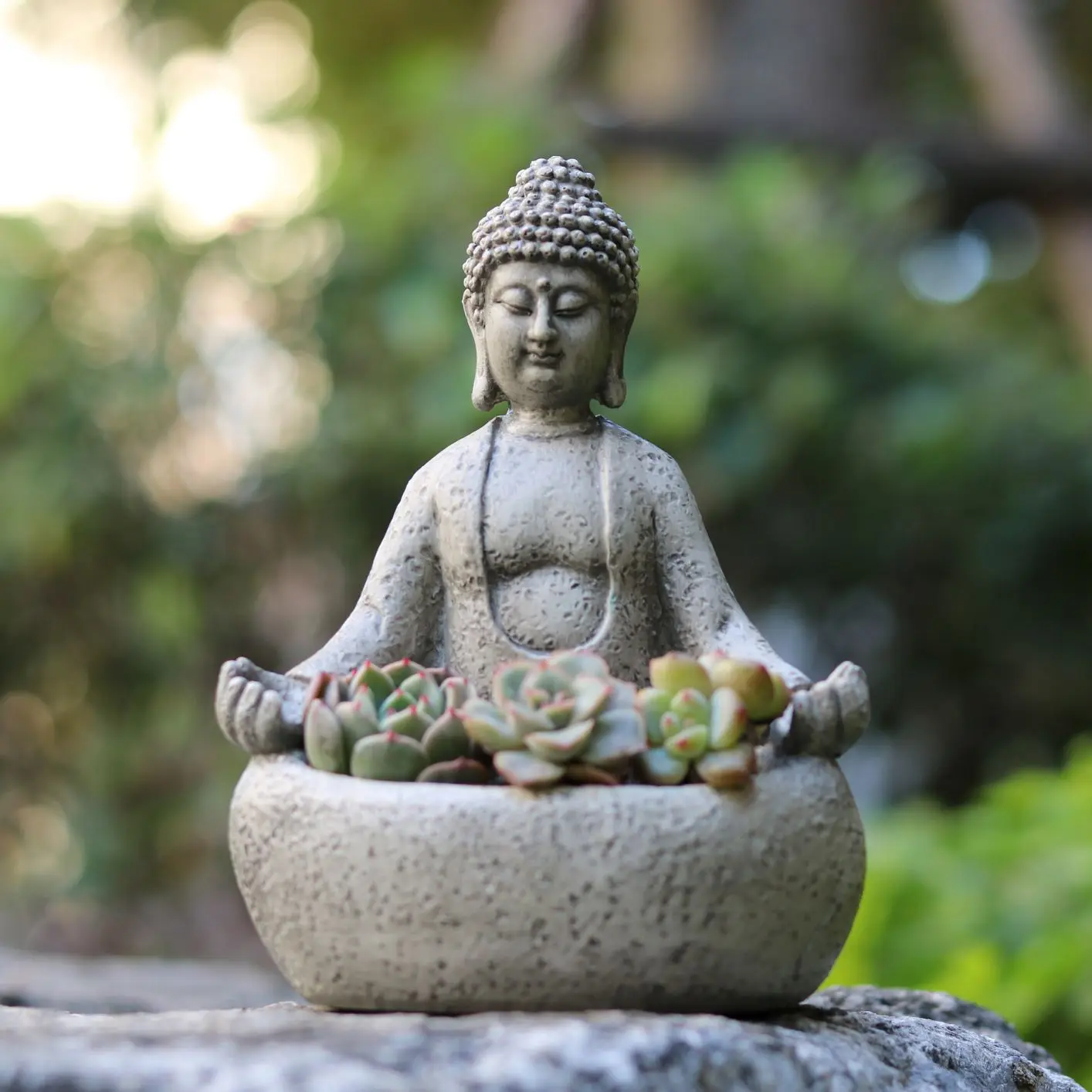 Meditating Buddha Succulent Planter Pot, Resin Zen Buddha Flower Pot For Indoor Desktop Garden Decor