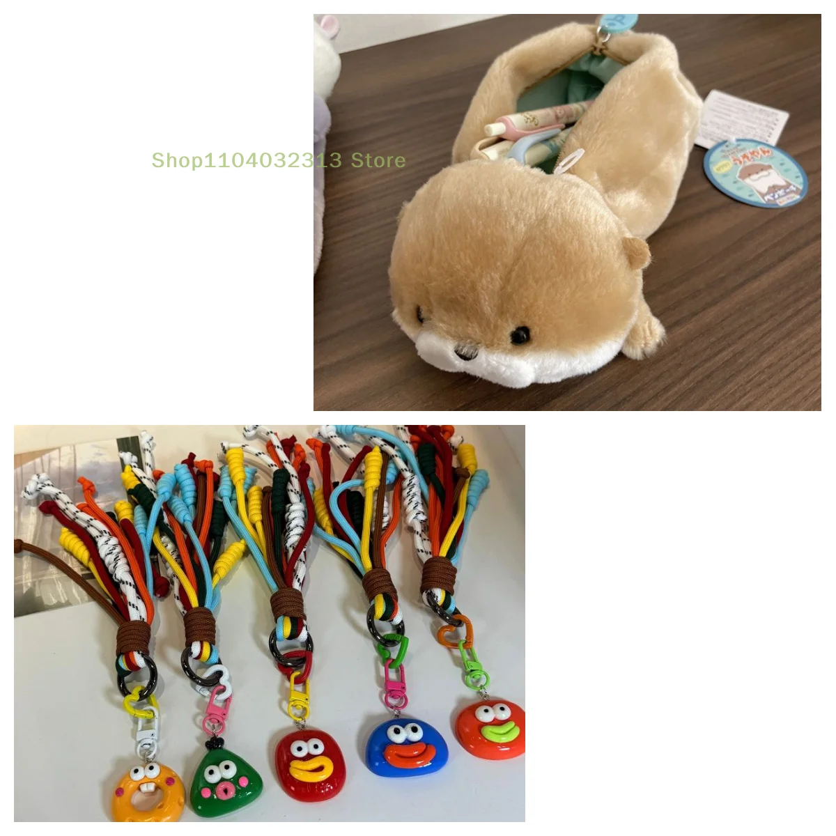 1PC Cute Little Otter Plush Pencil Case Keychain Cartoon Animal Pen Bag Stationery Storage School Supplies Plush Pencil Cases