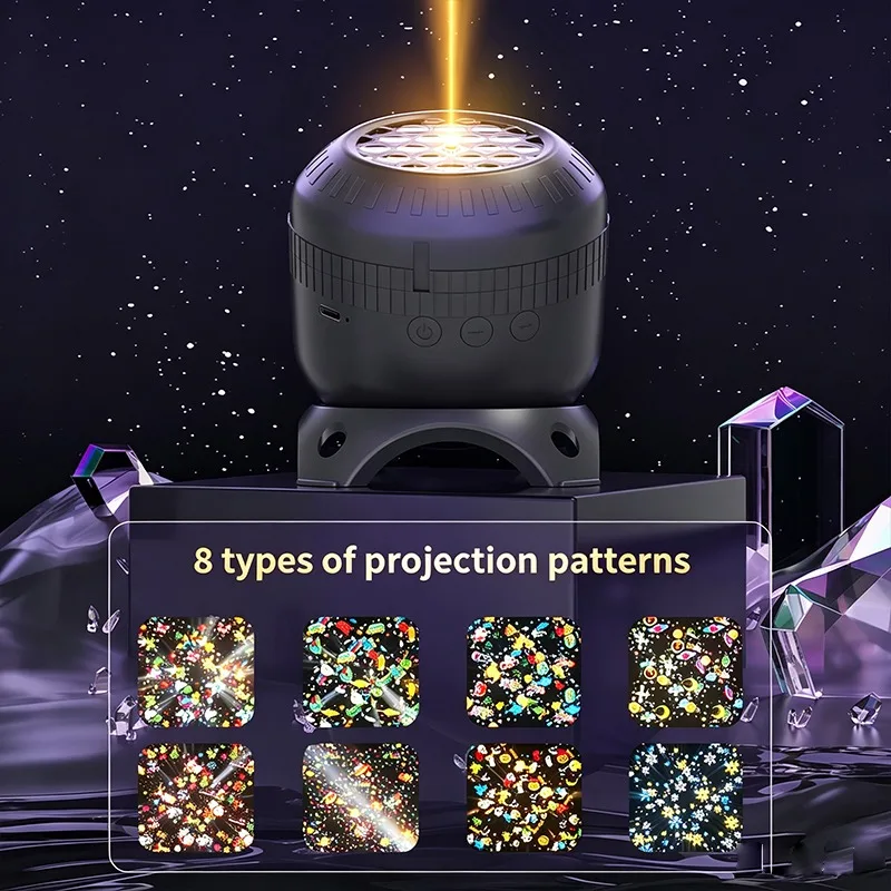 8 Patterns Auto-rotating projection lamp 360 Rotating with Adjustable Speed Starry LED Lamp for Bedroom Party Decor Kids Gift