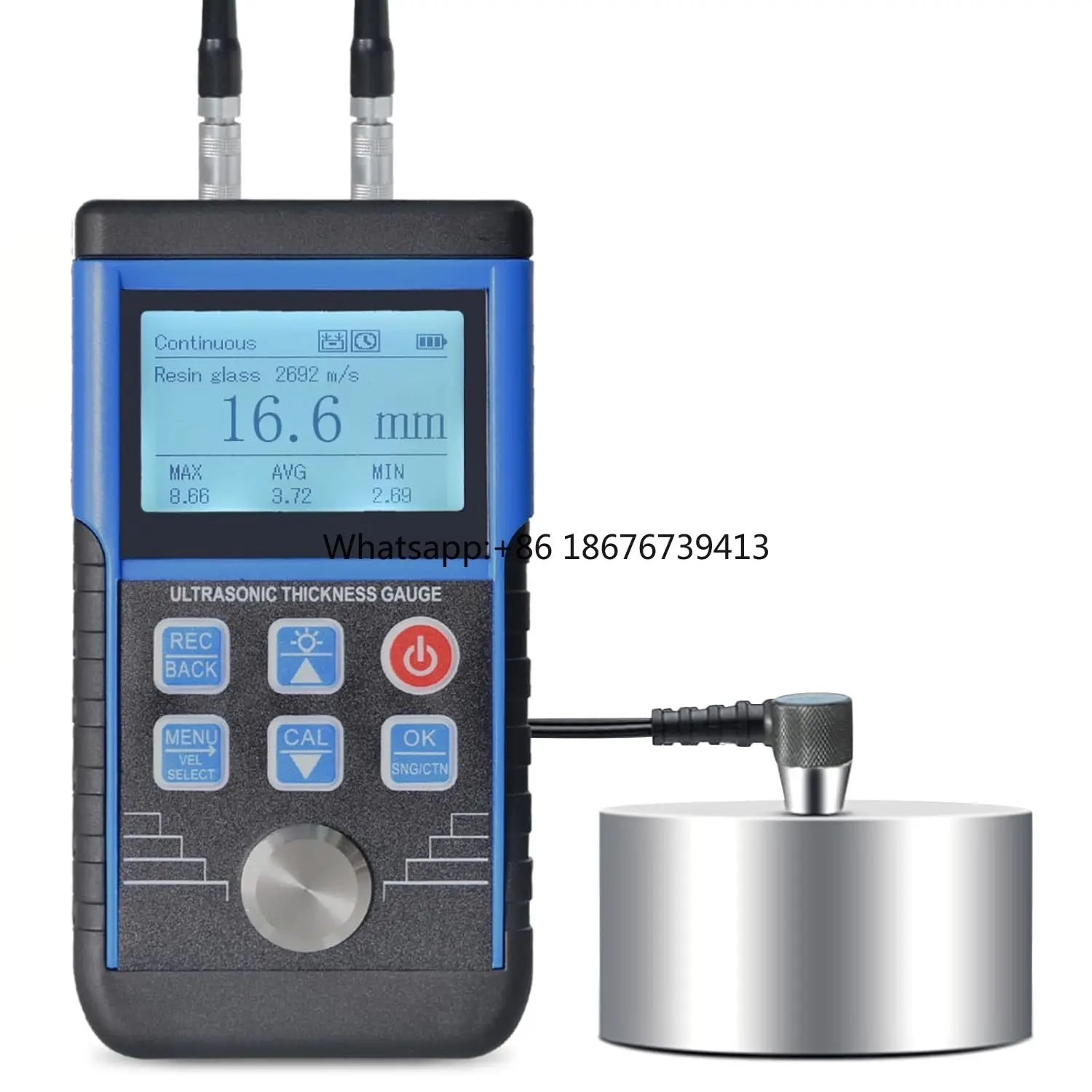 Ultrasonic Thickness Gauge Probe High Accuracy Digital Industrial Metal Thickness Gauge Tool Range 0.039 13.78 Inch Aluminum