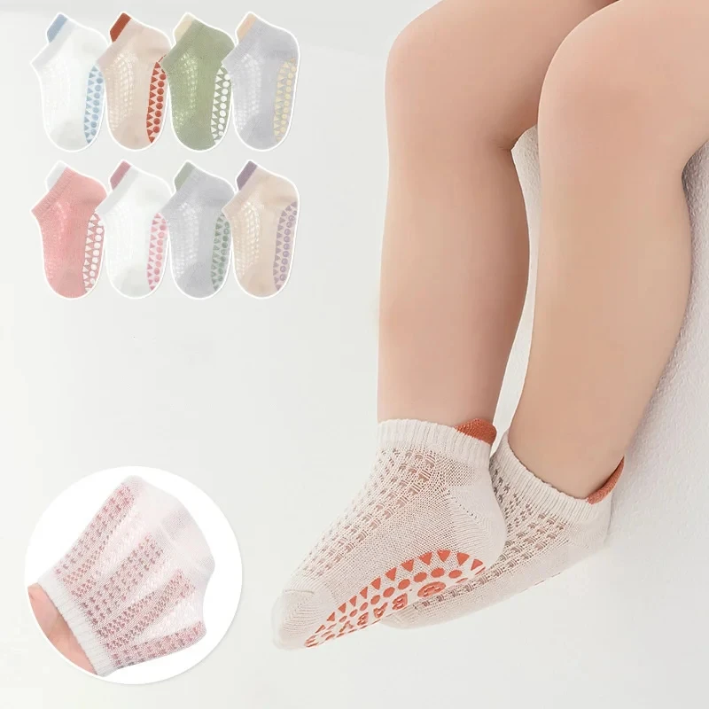 

4 Pairs Children Sock Spring Summer Breathable Thin Sock Cute Candy Color Short Ankle Sock