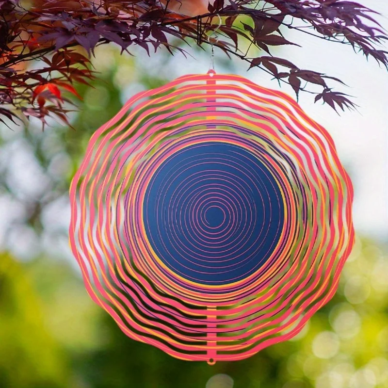 CIFBUY Metall-Windspiel, bunte Spirale, hängende Gartendekoration für den Außenbereich, langlebiges Hof-Ornament, Geschenk, einfach aufzuhängen