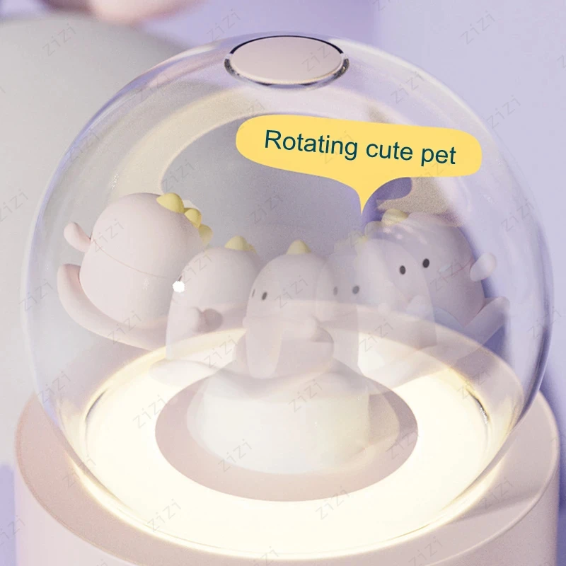 Rotating Music Box Crystal Ball Humidifier Night Light Wireless Charging Humidifier Practical Birthday Gift Humidifier for Girls