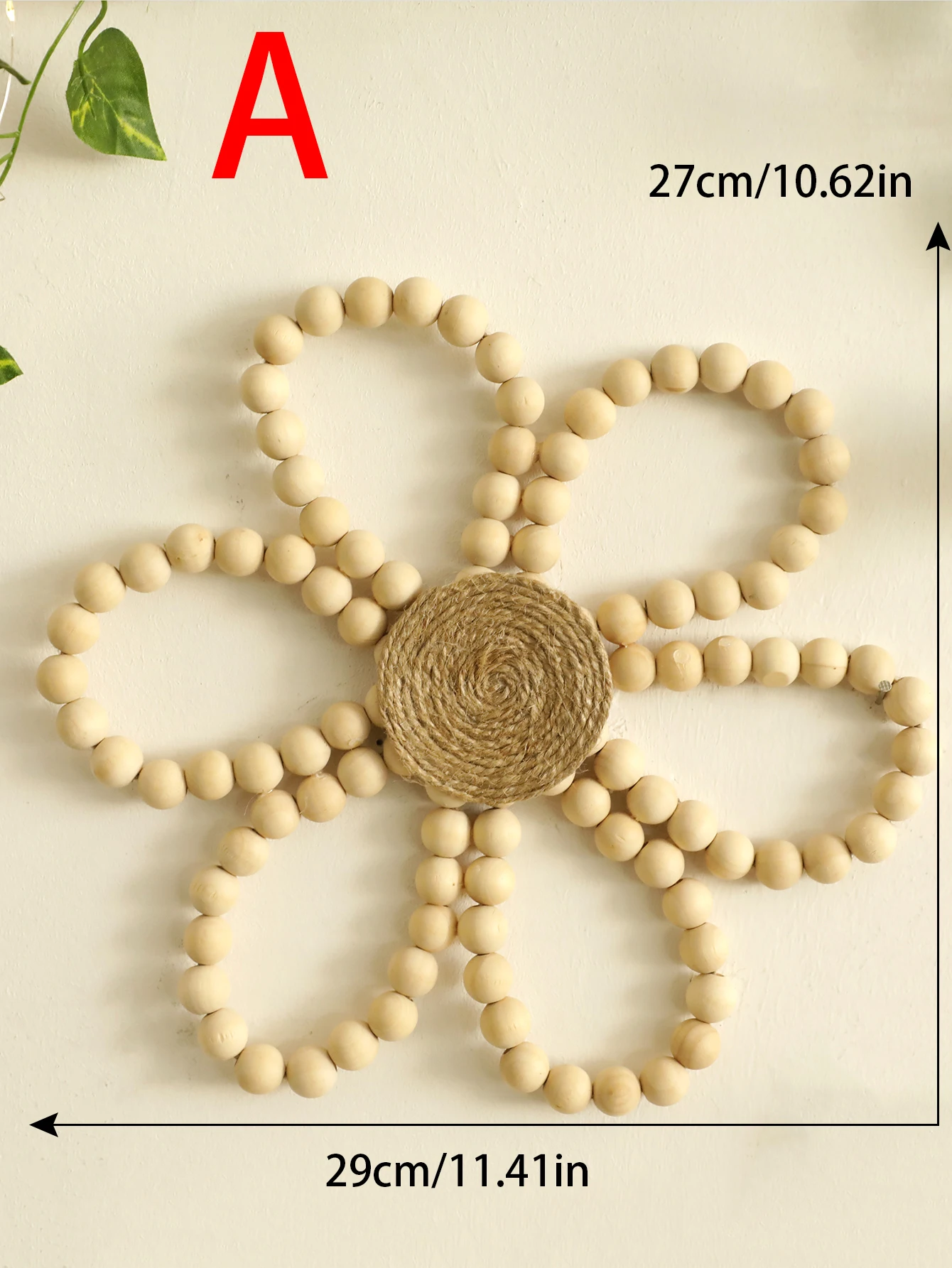 Wooden Beads Flower Hanging Home Decoration Spring Floral Wreath Boho Wall Decor Garland Farmhouse Wreath For Front Door Crafts