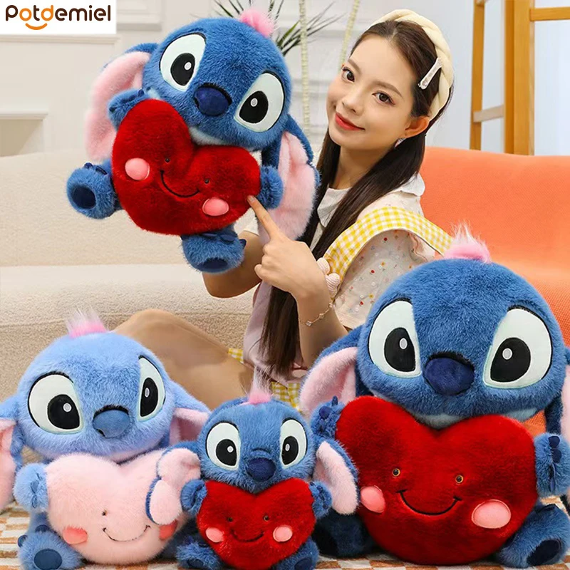 

25/35cm Stitch Plush Dolls Cartoon Anime Stuffed Hug Pillow Plush Toys Valentine's Day Love Heart Send Girls Xmas Birthday Gifts