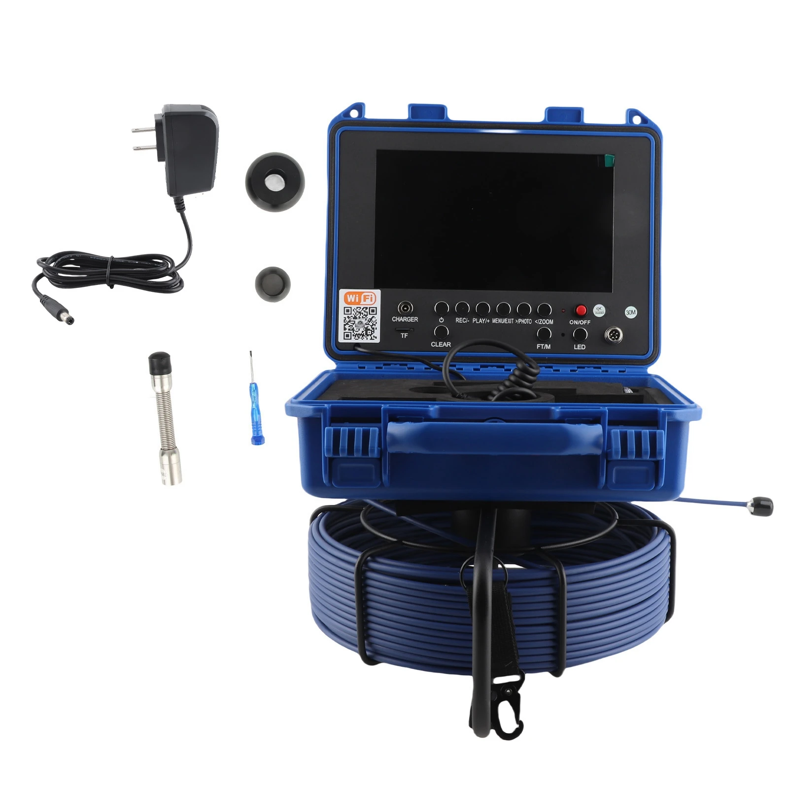 Pipeline Inspection Camera Sewer Inspection Camera Kit HD Screen 30M 1080P IP68 with 16GB Card Endoscope Video Plumbing System