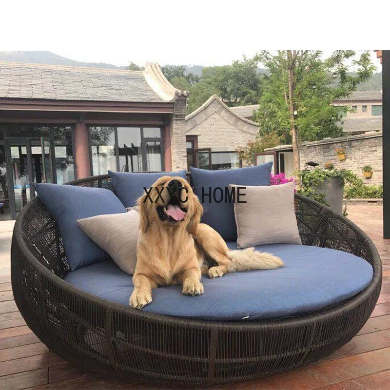 Outdoor Leisure Villa Garden North Ouyang Terrace Leisure Chair Round Bed