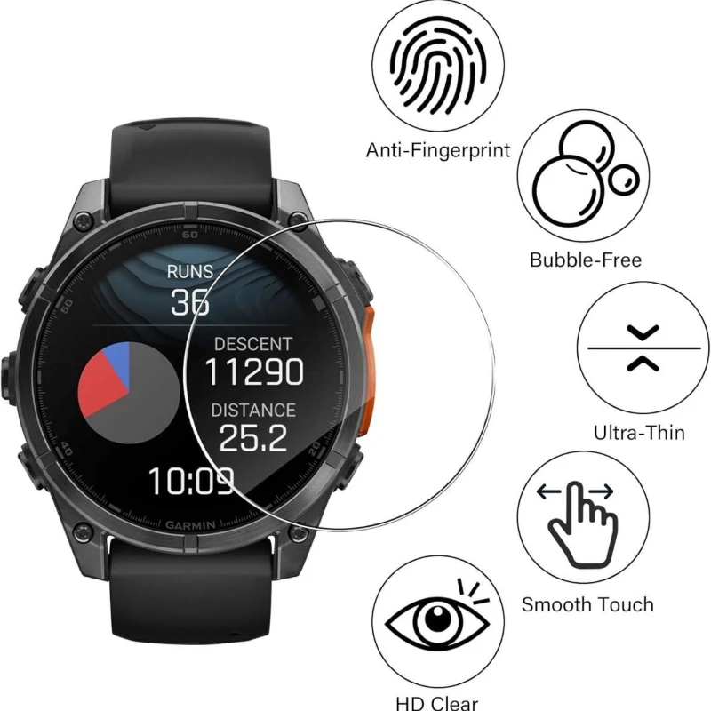 Vetro temperato HD per Garmin Fenix8 Solar Fenix E 47mm 43mm 51mm Protezione schermo per orologio Pellicola protettiva in vetro impermeabile