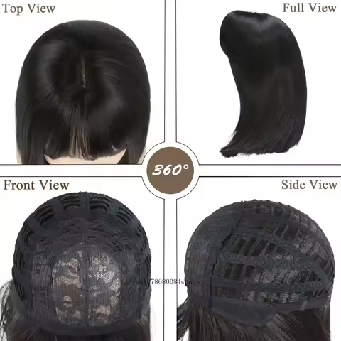 Anime Cosplay Wig Synthetic Black Wigs Natural Looking Short Bob Straight Wig with Bangs for Women Daily Halloween Costume Party